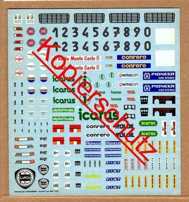 Cartograf Decals Decorbogen Dekor für Rallye Lancia u.a. Maßstab 1:43
