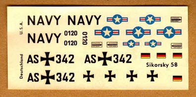 Faller 1:100 Flugzeugmodell Decals für 1058 Sikorsky 58 Hubschrauber Naßschiebebilder