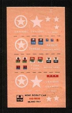 ESCI Decals Naßschiebebilder Abzeichen 8038 M3A1 Scout Car Militür NEU