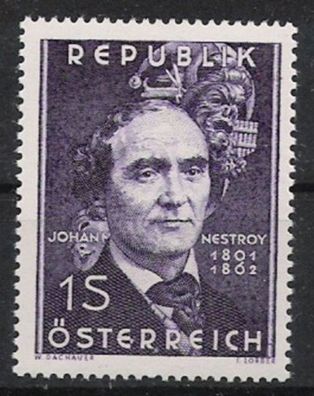 Österreich Nr.1109 * * Johann Nepomuk Nestroy 1962, postfrisch