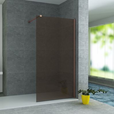 Belvit Duschwand Duschabtrennung Bronze mit Kupferprofil 8mm 90x200cm