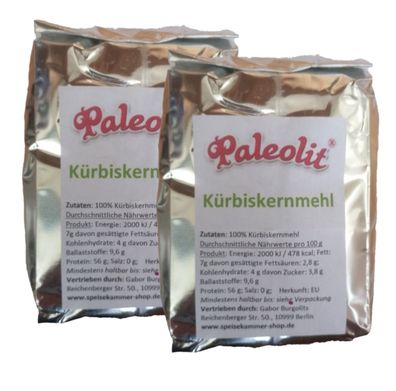 2 x 500g Kürbiskernmehl teilentölt glutenfrei vegan 56% Protein Mehl