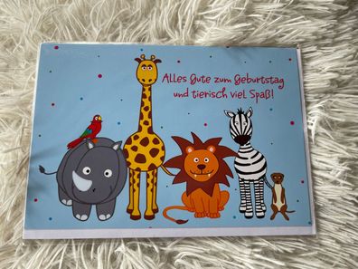 Glückwunschkarte - Kindergeburtstag - Kinder 8156-18 - Tiere