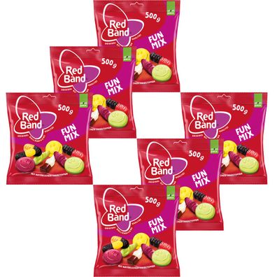 Red Band Fun Mix Mischung mit Lakritz und Fruchtgummi 500g 6er Pack