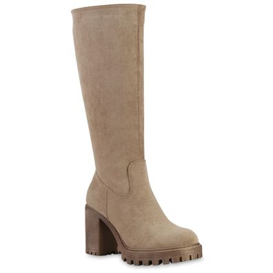 VAN HILL Damen Leicht Gefütterte Klassische Stiefel Profil-Sohle Schuhe