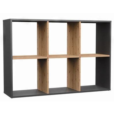 Selsey Malax - Offenes Standregal, 6 Fächer, Artisan-Eiche/Anthrazit, 110 cm