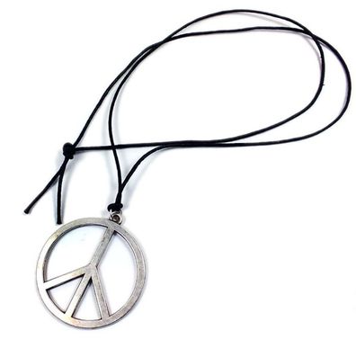 Minott Kette schwarzes Lederband zum verknoten mit Anhänger Peace Zeichen 21340