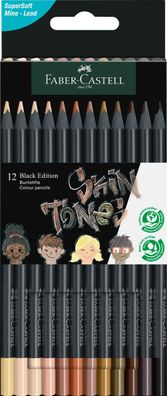 Faber-Castell Buntstifte Black Edition Skin Tones, 12er Kartonetui
