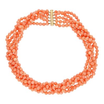 JuwelmaLux Halskette Metall vergoldet mit Koralle JL47-05-0123