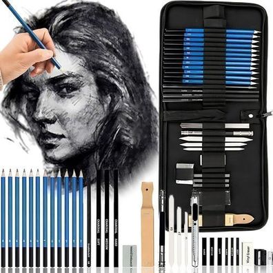 Bleistifte Set für Zeichnen 33 Teilig Professionelles Zeichenset Zeichenstift Retoo
