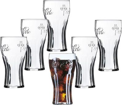 Coca-Cola Contourgläser 37cl - 0,3L geeicht - 6 Stück