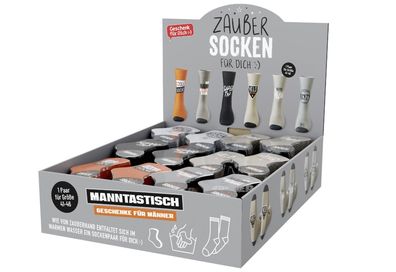 LA VIDA Zaubersocken 'Geschenk fÃ¼r Dich - Manntastisch' 24er Display 6-fach sorti