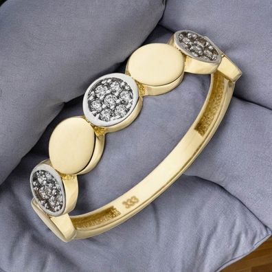 Damen Ring 333 Gold Gelbgold bicolor 21 Zirkonia Goldring