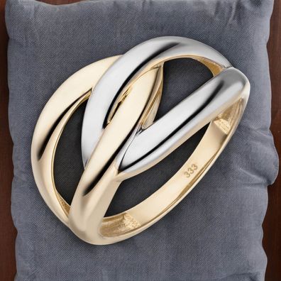Damen Ring 333 Gold Gelbgold bicolor