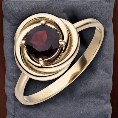 Damen Ring 333 Gold Gelbgold 1 Granat rot Granatring