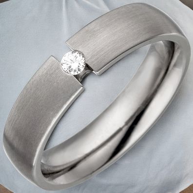 Partner Ring aus Titan 1 Diamant Brillant 0,05ct. Partnerring Titanring matt