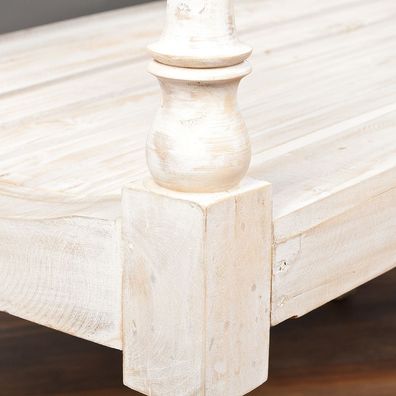 Sitzbank Christos White-Washed ca. L100cm Mahagoni Holzbank Bank Handarbeit