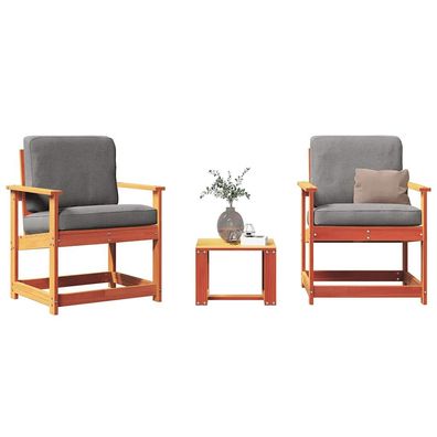 vidaXL 3-tlg. Garten-Lounge-Set Wachsbraun Massivholz Kiefer