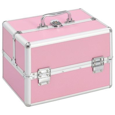 vidaXL Kosmetikkoffer 22x30x21 cm Rosa Aluminium