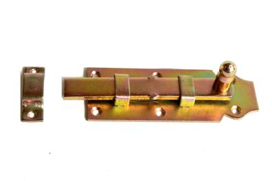 Türriegel Schubriegel flach gelb verzinkt 120x50mm mit Rundknopf