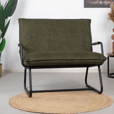 Bronx71 Samt Sessel Ohio mit Armlehne dunkelgrün