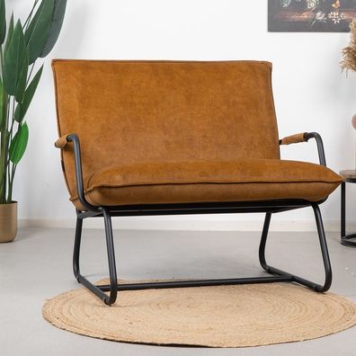 Bronx71 Samt Sessel Ohio mit Armlehne ockergelb