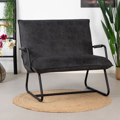 Bronx71 Samt Sessel Ohio mit Armlehne schwarz