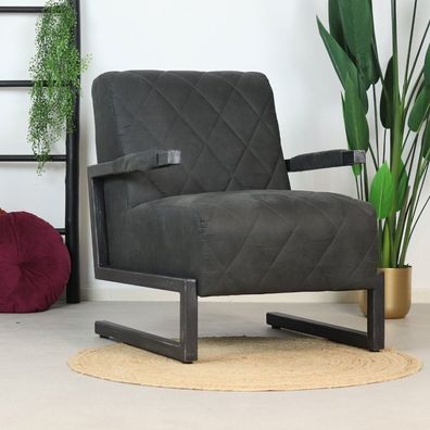 Bronx71 Sessel Microfaser Lucky Industrial Design schwarz
