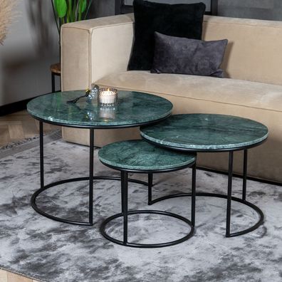 Bronx71 Couchtisch Set Marmor Bruce grün (3er Set)