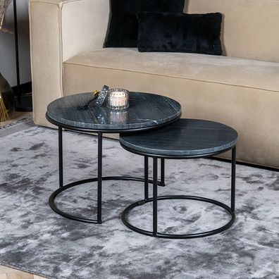 Bronx71 Couchtisch Set Marmor Mia schwarz (2er Set)