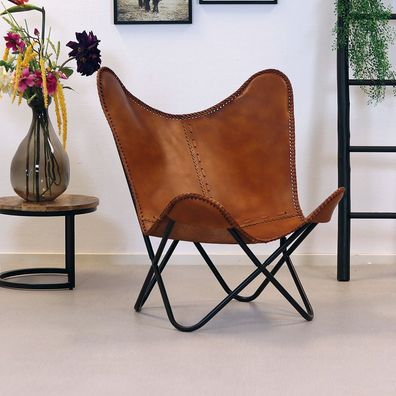 Bronx71 Butterfly Chair Leder Livin cognac