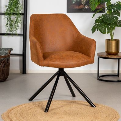 Bronx71 Esszimmerstuhl Leder Davie 180° drehbar Cognac
