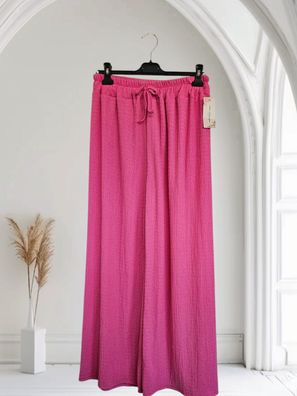 Italy 44-52 leichte Hose Sommer Schlupfhose strukturiert weites Bein Pink
