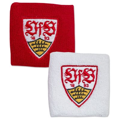 VfB Stuttgart Schweißbänder 2er Set Rot/Weiß – Offizielle Fan Schweißband-Armbänder