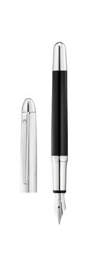 Füllfederhalter Waldmann Pocket, Linien-Design Silber/Lack schwarz
