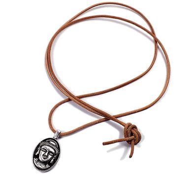 Minott Kette braunes Lederband zum verknoten mit Kleiner Buddha Anhänger 21376