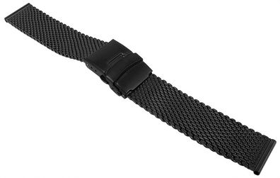 Minott Uhrenarmband Edelstahl Milanaise > schwarz grobes Geflecht