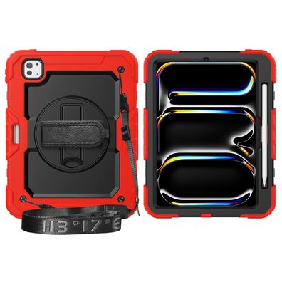 4in1 Hülle f. Apple iPad Air 11 2024 M4 11 Cover+Ständer+Gurt Outoor Handgriff