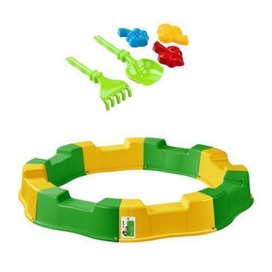 PAFEN Sandkasten Kunststoff Ø 160 Sandbox Rund 5 Sandspielzeug Gelb/ Grün