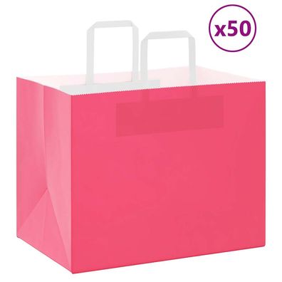 vidaXL Papiertragetaschen 50 Stk. mit Henkeln Rosa 32x22x24 cm