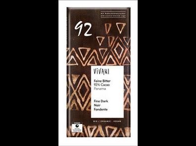 Vivani 3x Feine Bitter Schokolade 92 % Cacao Panama mit Kokosblütenzucker 80g