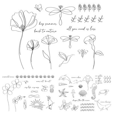 AVA LUX Temporäre Tattoos Single Line Ocean Edition