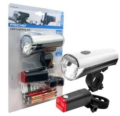 Fischer Batterie LED-Beleuchtungs-Set 30/15 Lux Front- und Rückleuchte