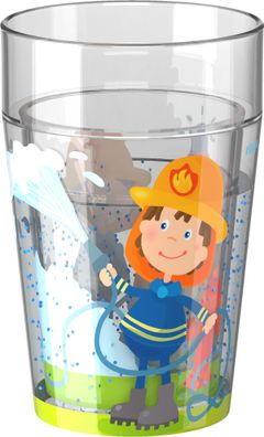 HABA Glitzerbecher Feuerwehr Doppelwandig Kunststoff