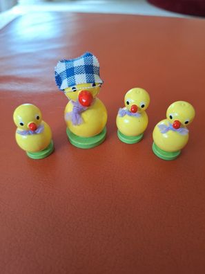 süsse kleine Entenfamilie, Osterdeko Enten Holz Erzgebirge