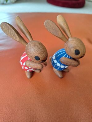 2 süsse Hasen, Osterdeko Hasen Holz Erzgebirge