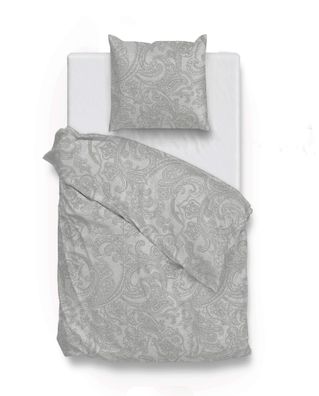 Zo! Home Cotton Bettwäsche 135x200 Paisley di Lino Dove grey silber grau meliert