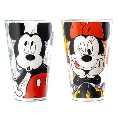 Gilde 2tlg. Set, Disney, Trinkglas, "Mickey & Minnie", Glas, mehrfarbig, H. 12.5