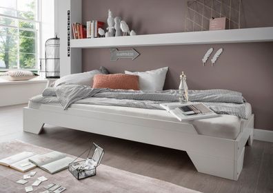 Stapelbett 90x200cm 'Pisa' Buche massiv weiß lackiert