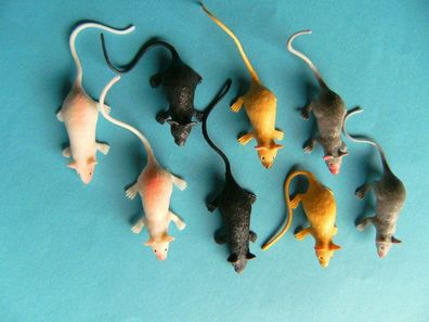 Spieltiere Maus Mäuse Ratte Ratten 8er Set 10 cm Tiere Mäuschen Halloween Spielzeug